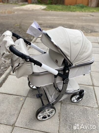 Новая коляска 2в1 эко кожа серая