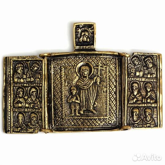 Бронзовая иконка-складень Кирик и Иулитта 00564