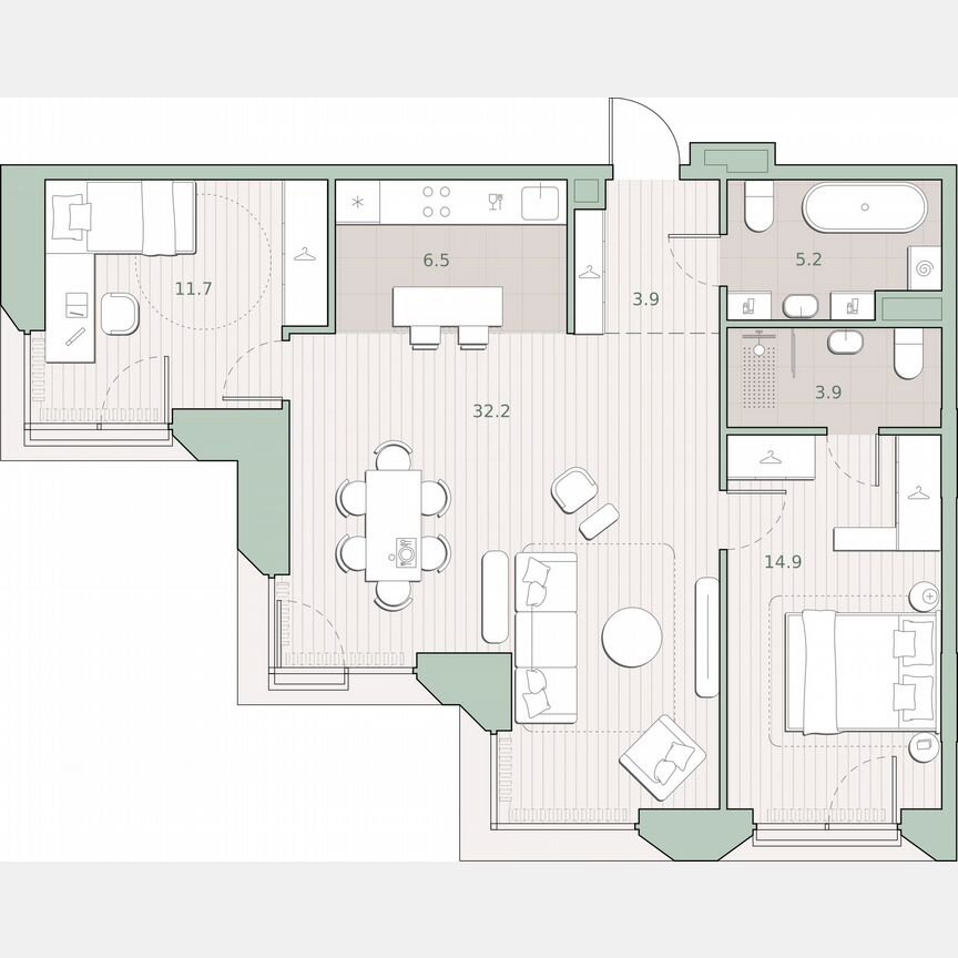 2-к. квартира, 78,3 м², 2/13 эт.