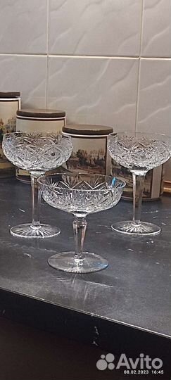 Хрусталь бокалы для шампанского, креманки винтаж