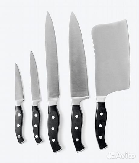Набор 5 ножей на подставке,ножи кухонные,новые зап