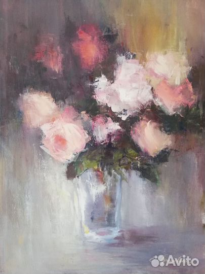 Картина маслом Розы 40 *50 см подрамник