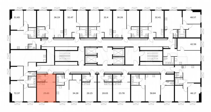 Квартира-студия, 25,6 м², 30/33 эт.