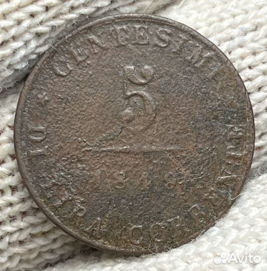 Венеция 5 чентезимо 1849 год