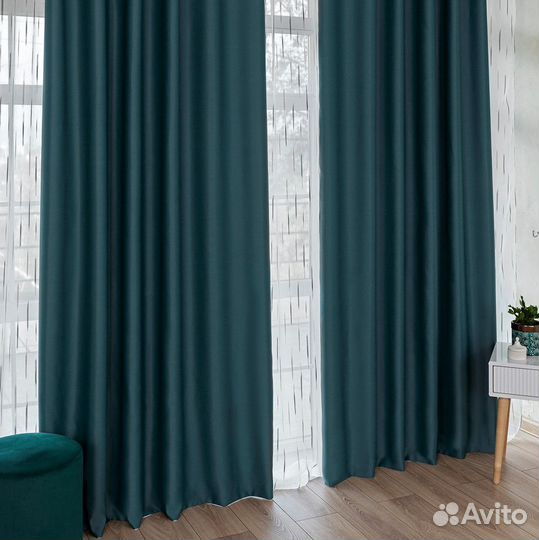 Шторы блэкаут Амадео морская волна новые пошив