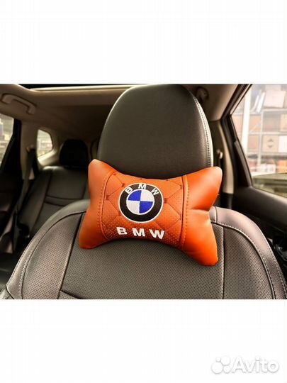 Автомобильная подушка под шею BMW оранжевая