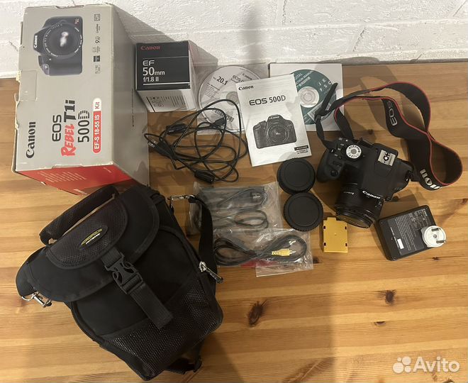 Зеркальный фотоаппарат canon eos 500d + объектив