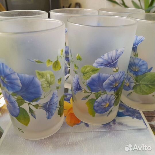 Стаканы цветные наборами. Хрусталь. Вазы, рюмки