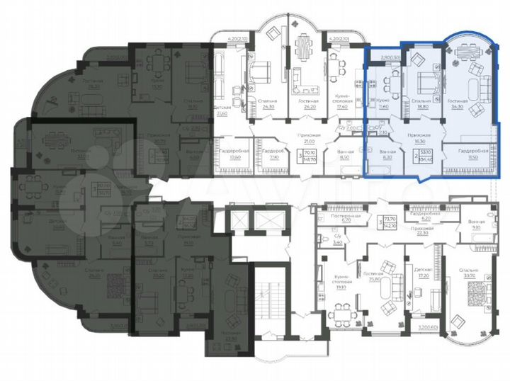 2-к. квартира, 105,8 м², 6/19 эт.