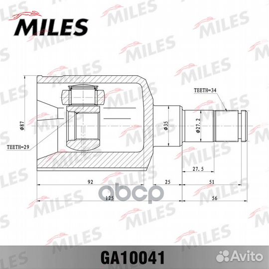 ШРУС daewoo espero 2.0 95-99 внутр. GA10041 Miles