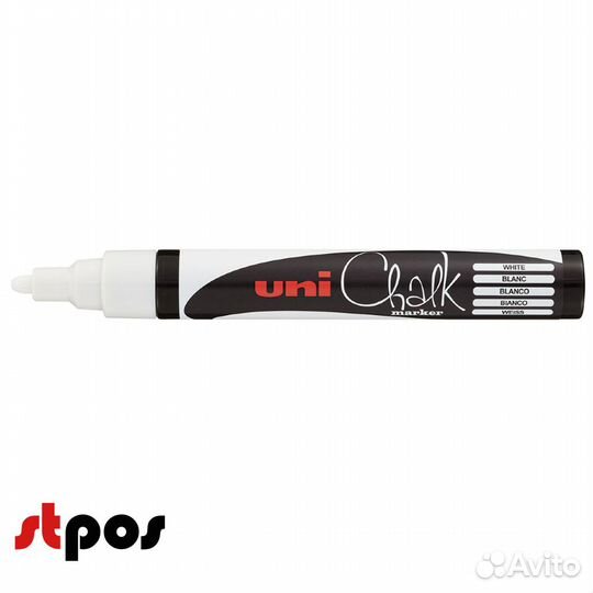 Маркер меловой Uni Chalk 5M 1,8-2,5мм, овал, белый