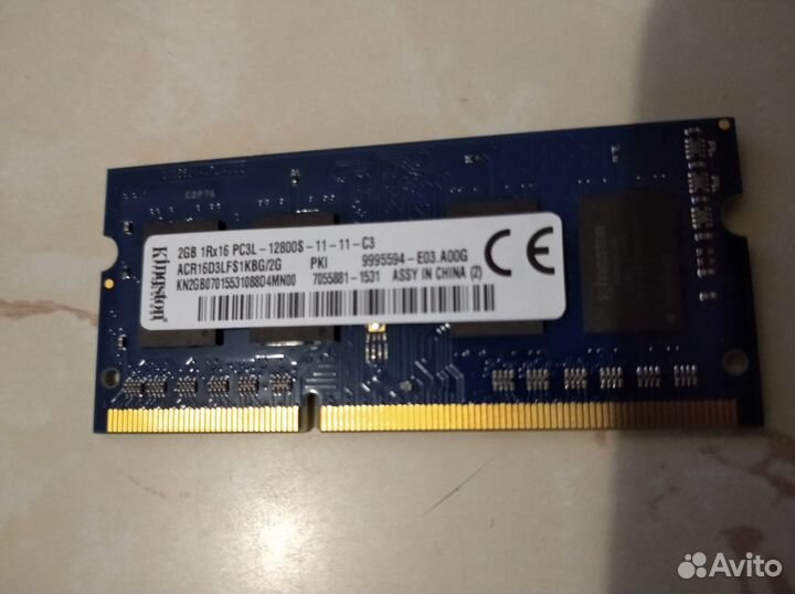 Ноутбучная память Kingston ddr3 2gb pc3L-12800s