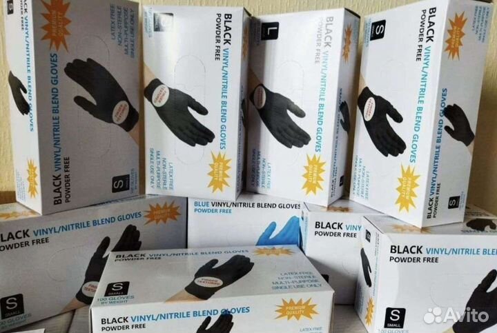Перчатки одноразовые нитрил/винил
