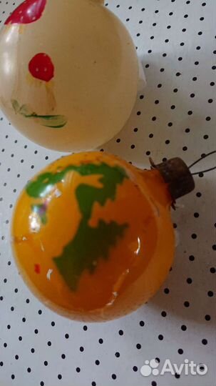 Шар грибы толстое стекло елочные игрушки СССР