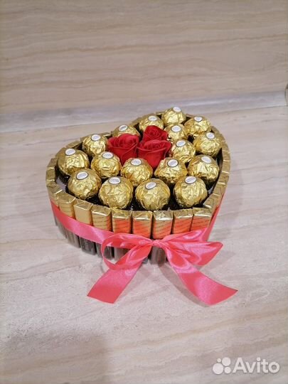Букет сердце из конфет