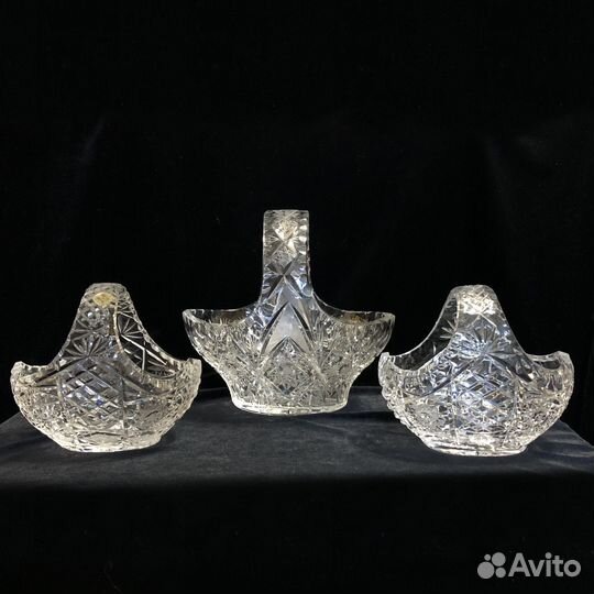 Конфетницы корзины. Хрусталь. Польша