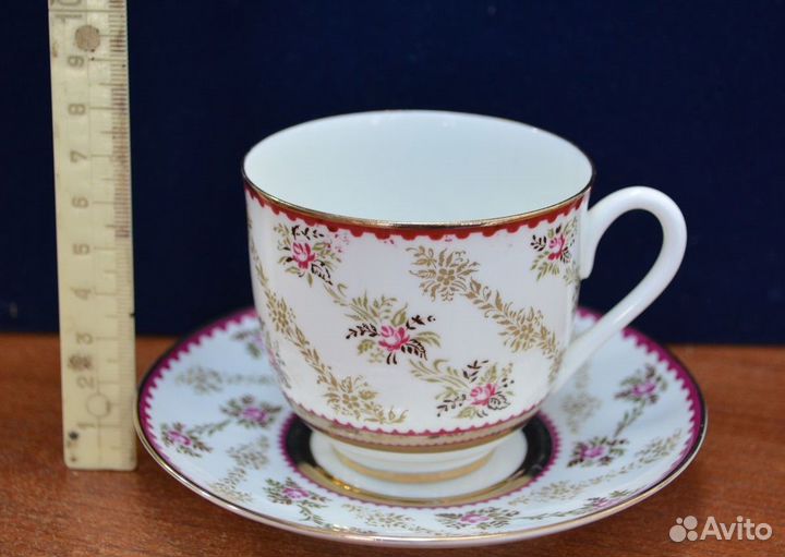Фарфоровая кофейная пара - цветочный орнамент. лфз