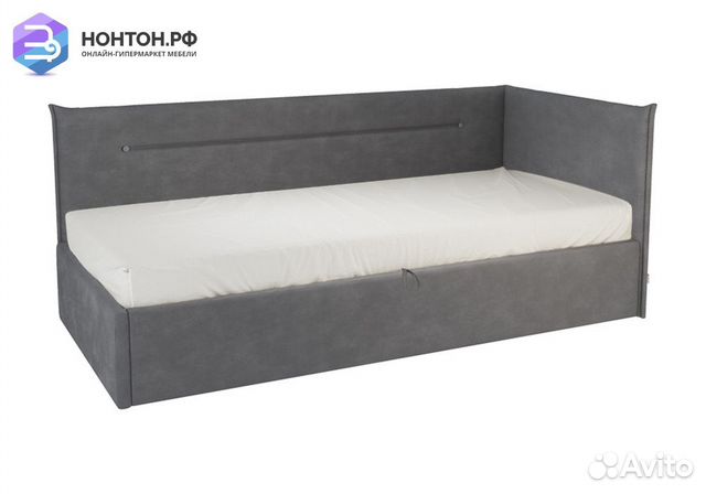 Кровать Альба 0.9 м темно-серая