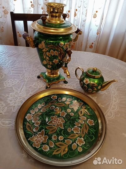 Самовар электрический 3 литра расписной + поднос +