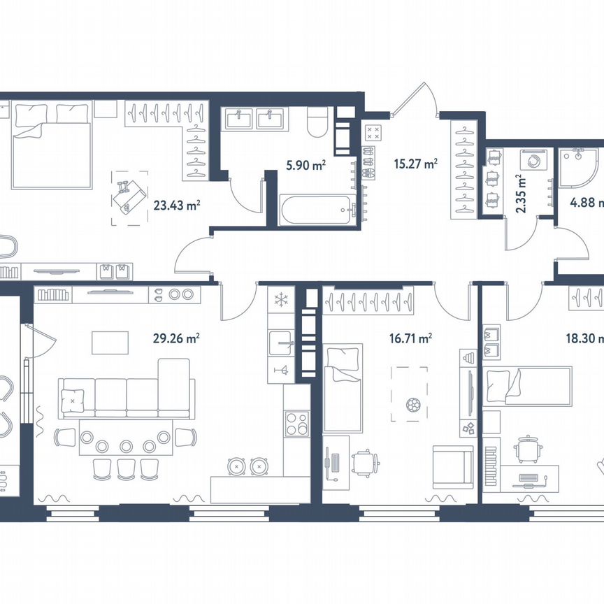 3-к. квартира, 119 м², 10/11 эт.