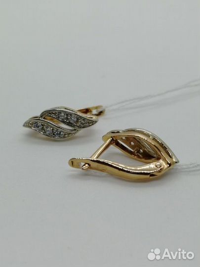 Золотые серьги с фианитом