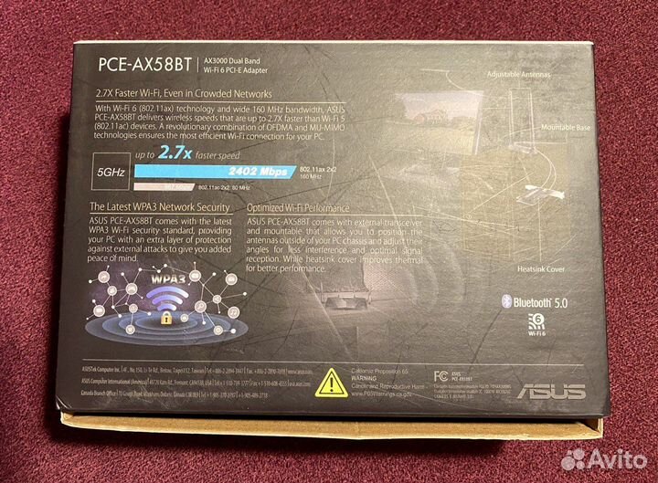 Wi-Fi адаптер + Bluetooth asus PCE-AX58BT