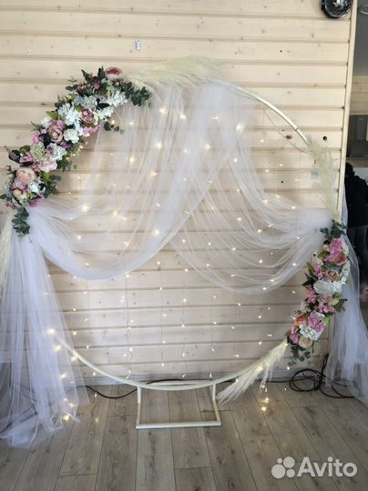 Фотозона с цветами арка свадебная круг с цветами