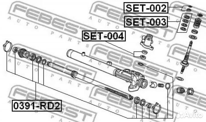 Febest SET004 ремкомплект рулевой рейки honda civi