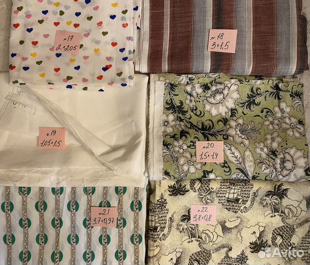 Отрезы ткани лен хлопок