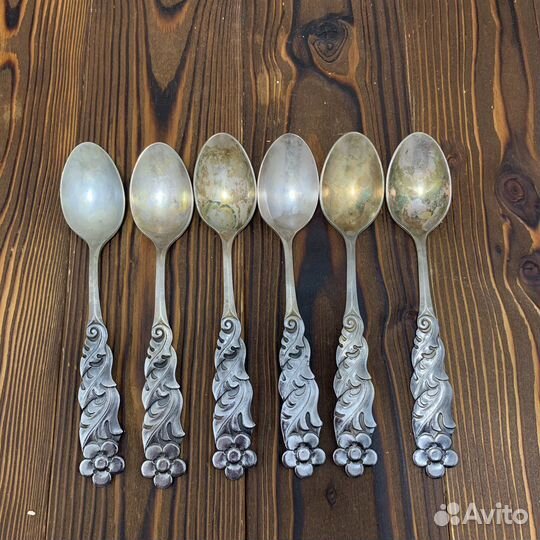 Набор Ложки Чайные 6 Штук Мельхиор Цветок Ретро
