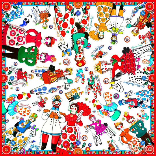 Платок шелковый с ручной подшивкой Нина Ручкина