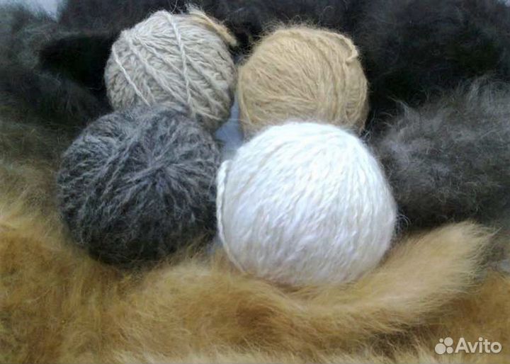Пряжа из собачьей шерсти ручное прядение