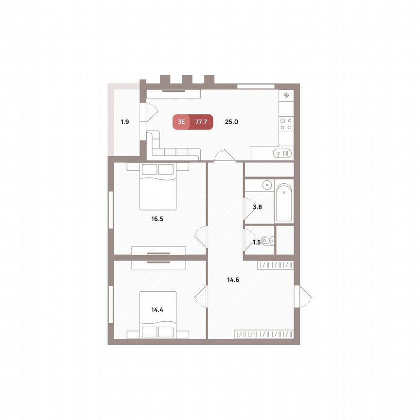2-к. квартира, 77,7 м², 23/32 эт.