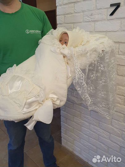 Конверт зимний на овчине для выписки