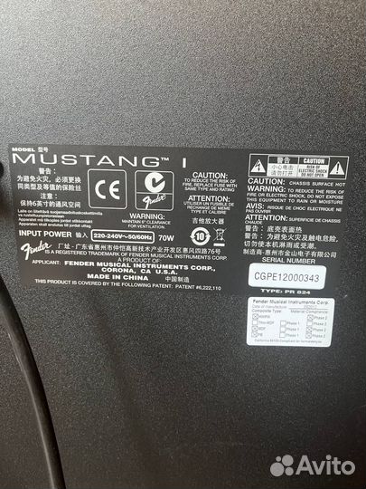 Гитарный комбоусилитель fender mustang I (V2)