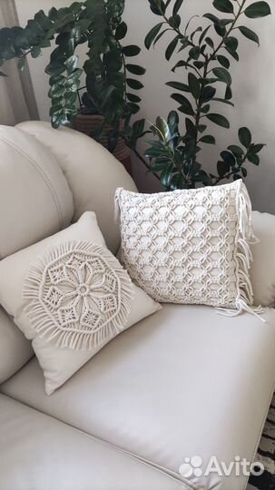 Подушка, макраме, декоративная, интерьерная