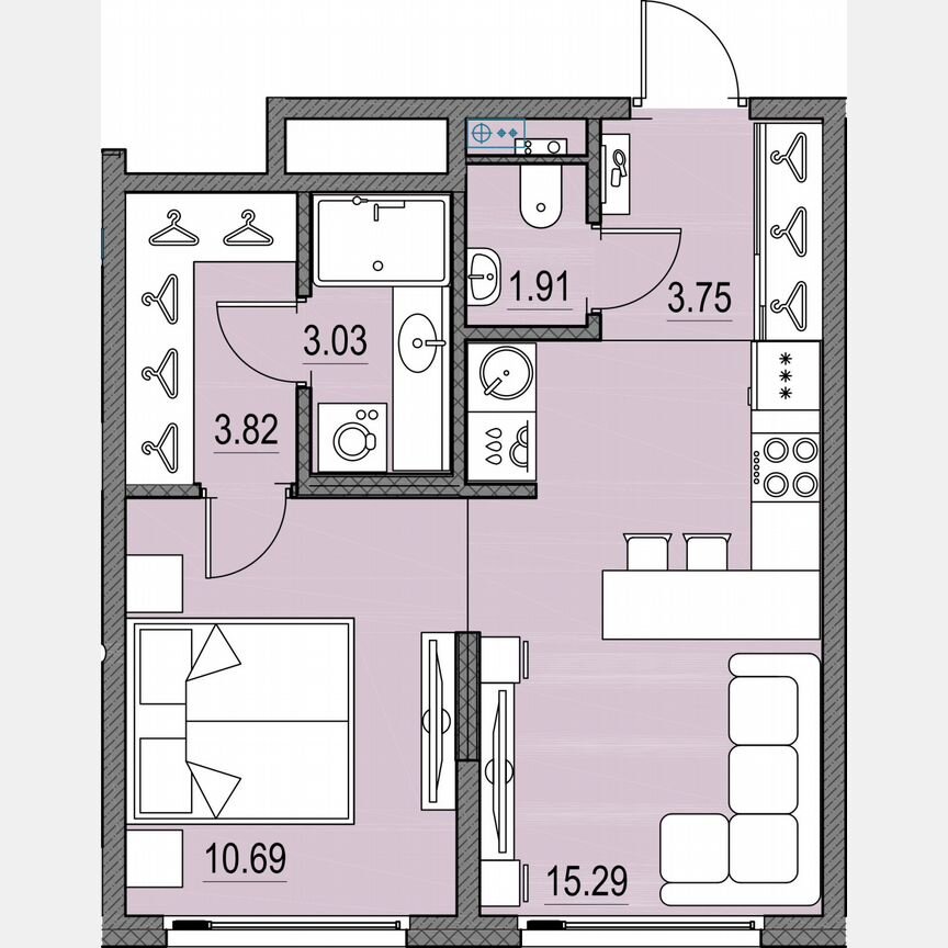 1-к. квартира, 38,5 м², 11/17 эт.