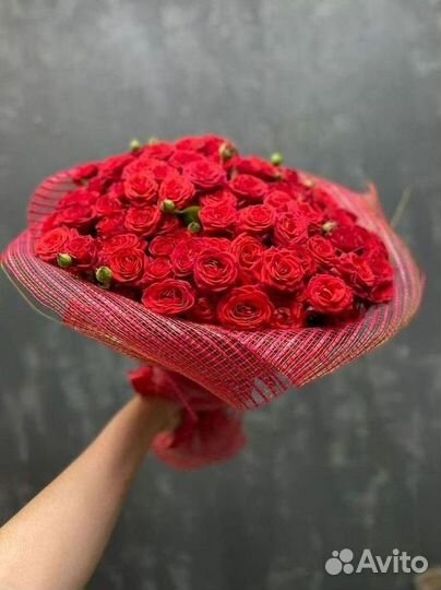 101 Роза цветы букеты пионы тюльпаны в корзине