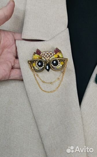 Брошь Сова ручной работы