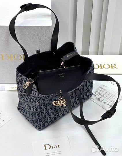 Dior сумка Toujours из жаккарда Denim Oblique