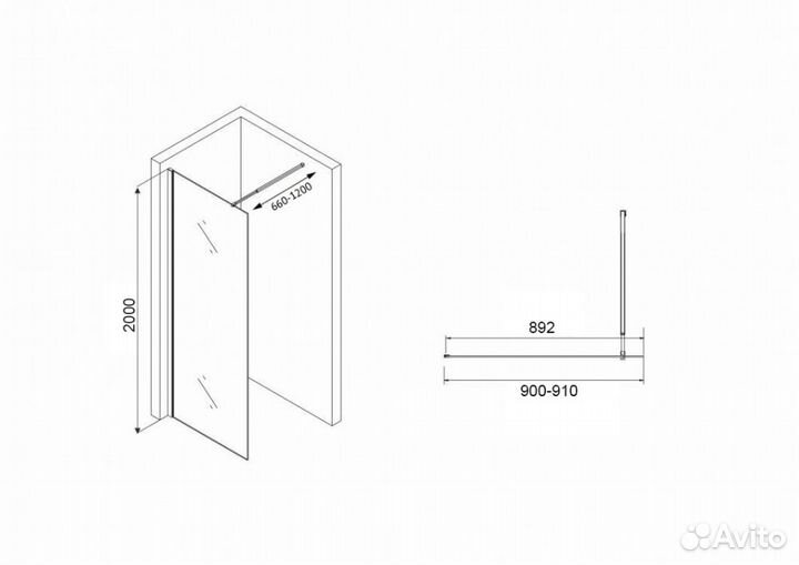 Душевая перегородка abber Immer Offen AG61091R8