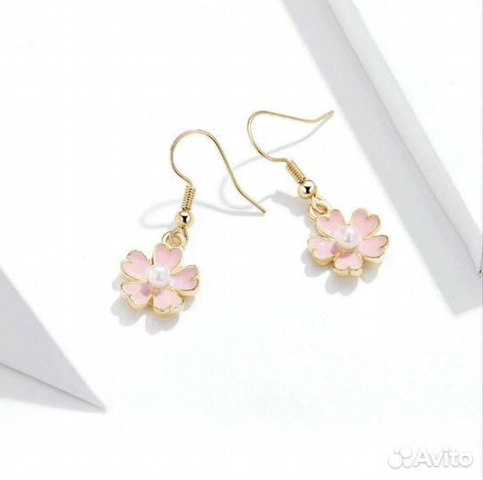 Серьги розовый цветок