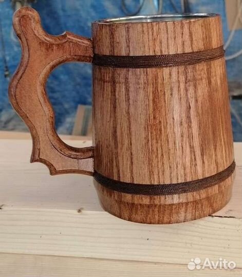 Пивная деревянная кружка