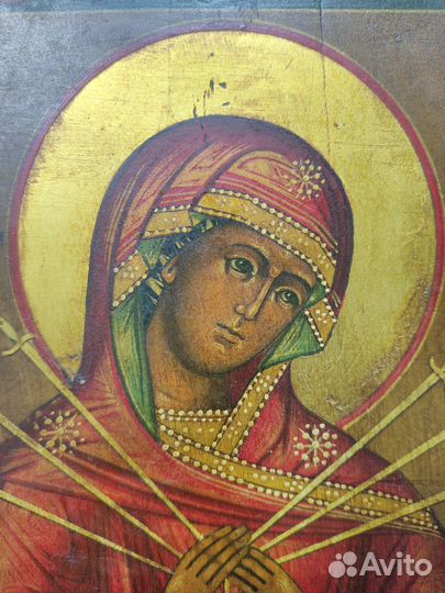 Старинная икона Семистрельная Божья матерь