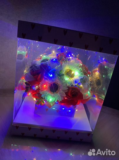 Светильник, мыльные цветы, подарок