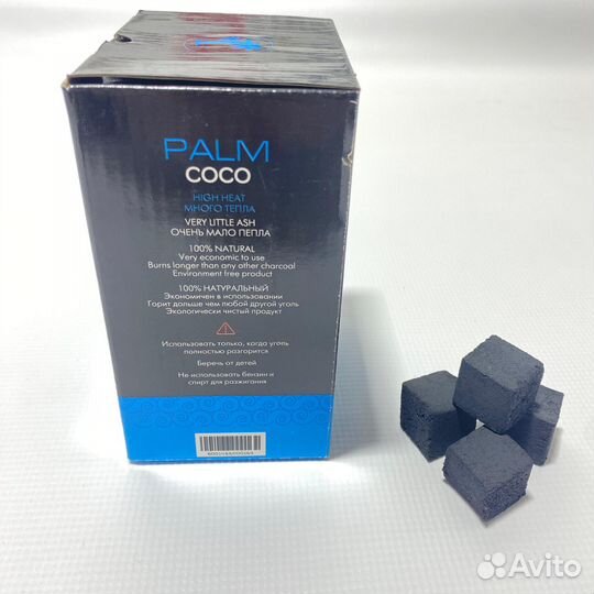 Уголь для кальяна Palm Coco 72 куб. 25х25