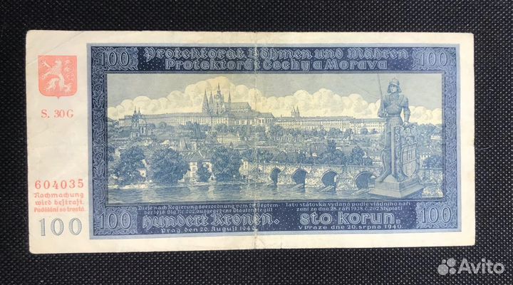 Чехия Богемия и Моравия 100 крон 1940