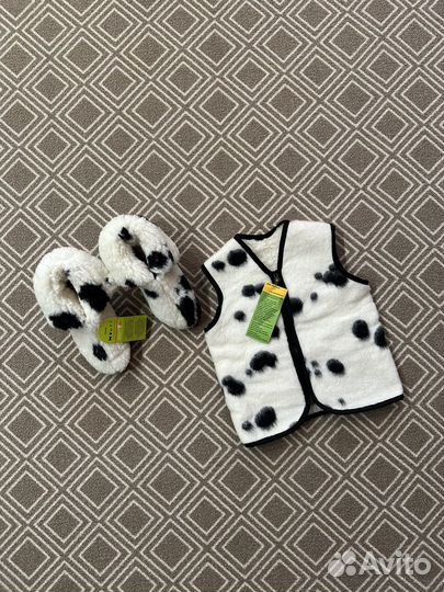 Новые детский жилет и тапочки из нат. шерсти