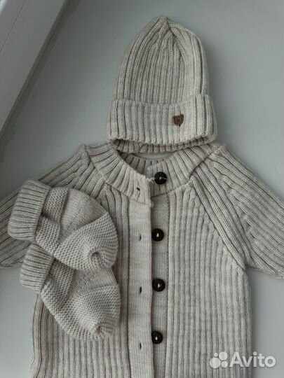 Вязаный костюм комбинезон для новорожденного 56 62