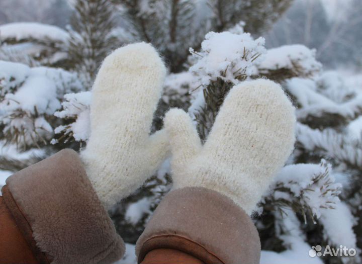 Варежки вязаные женские и мужские, разные варианты